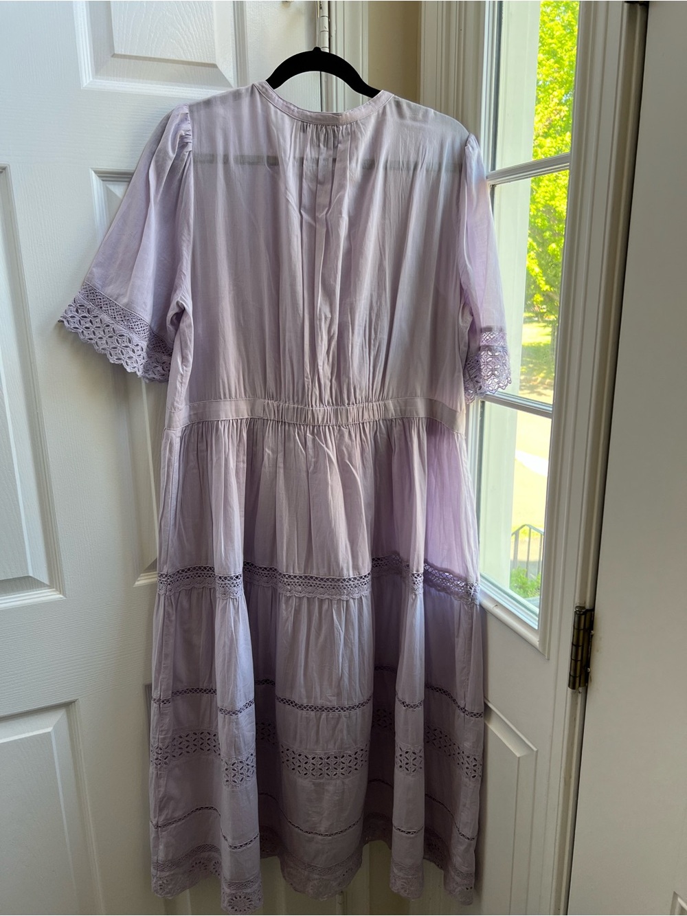 Cotton GAP Pale Lavender Lightweight Button-Front Tiered Midi Dress - Picture 6 of 13
